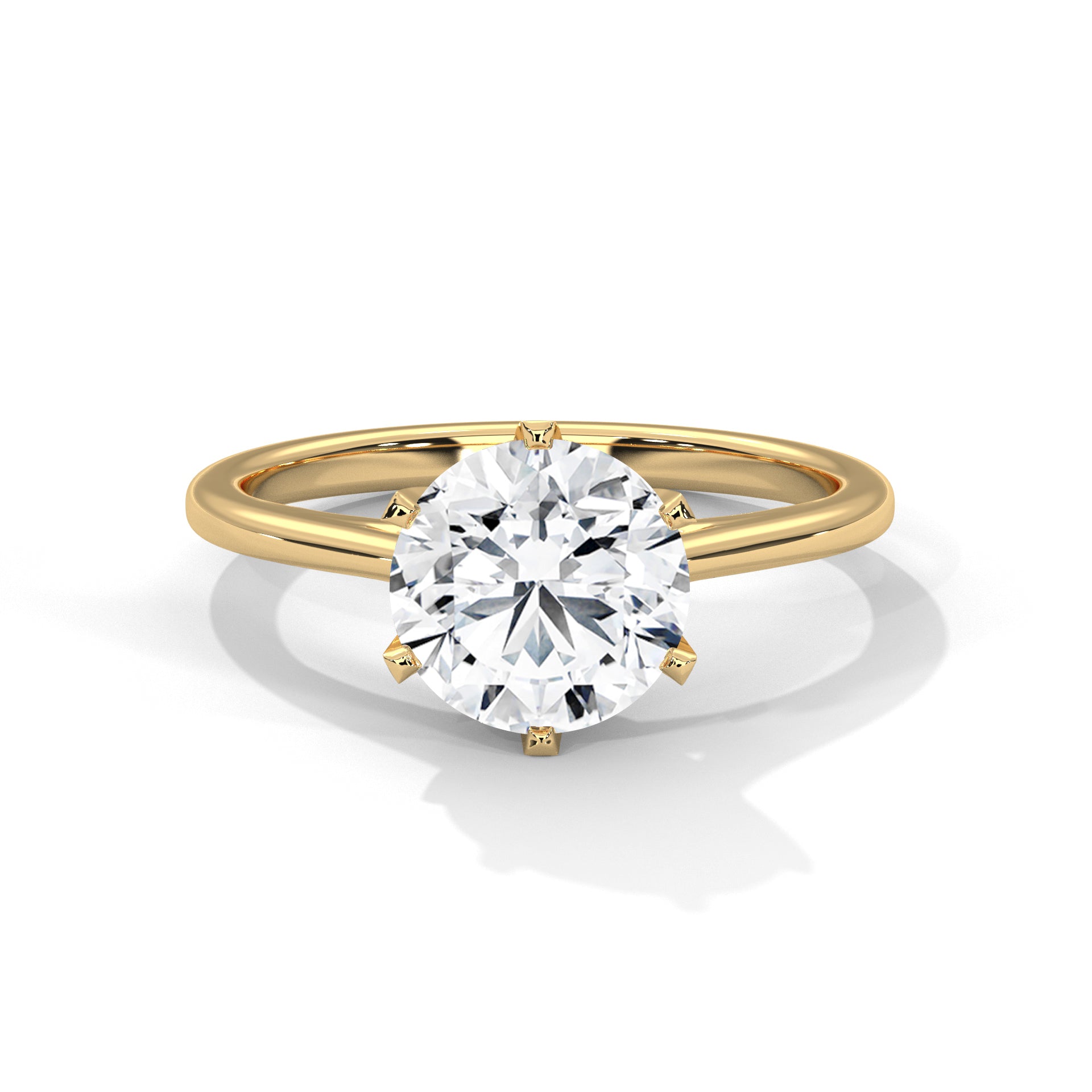 Round cut six prongs Solitaire Ring