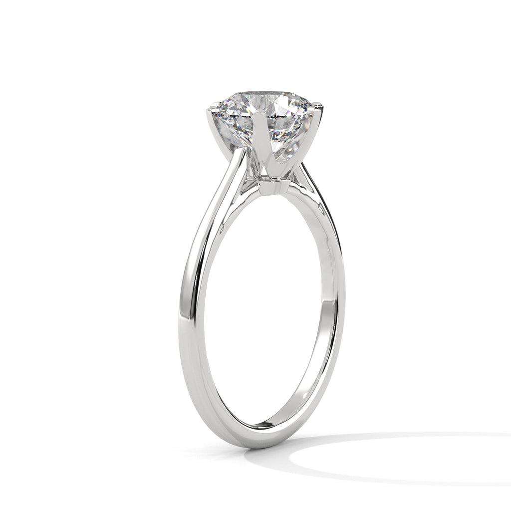 Round cut six prongs Solitaire Ring