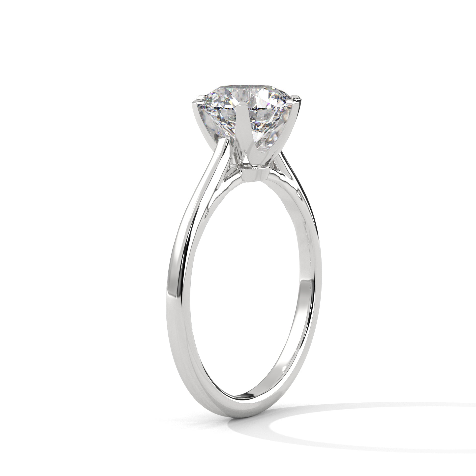 Round cut six prongs Solitaire Ring