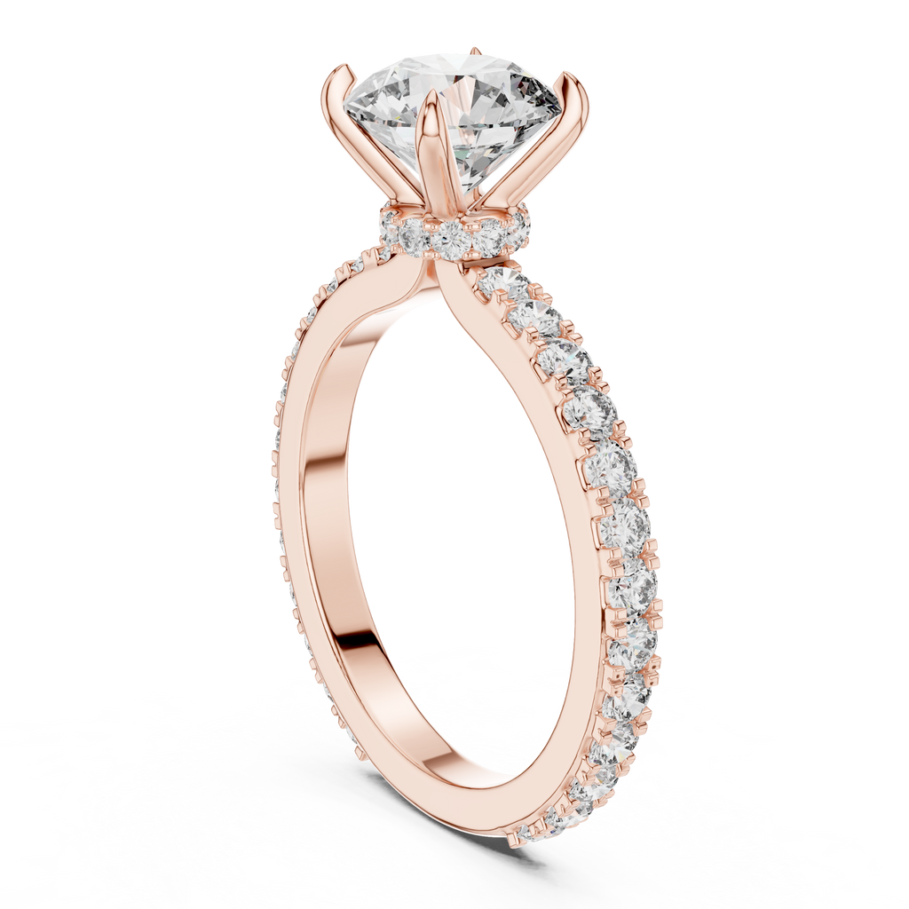2 Carat to 8 Carat Diavont Round Diamond Ring with sidestones