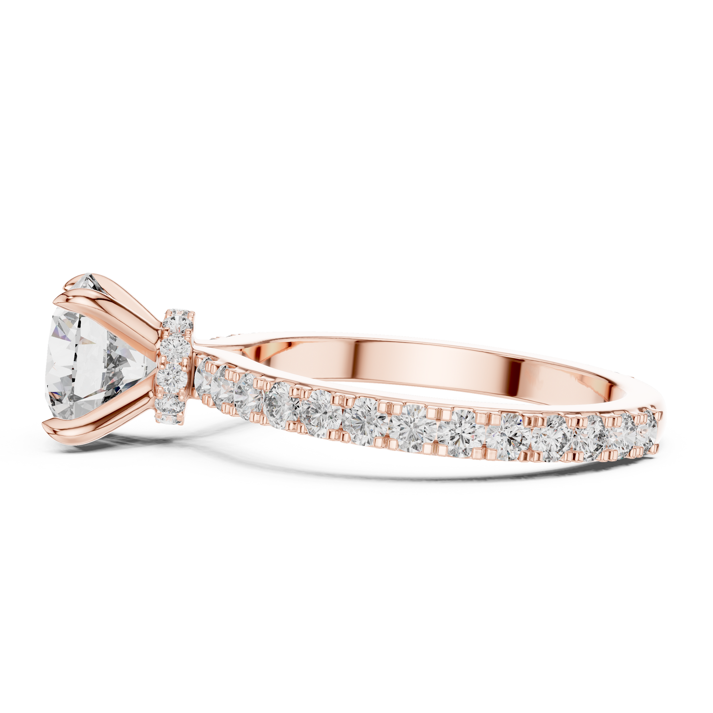 2 Carat to 8 Carat Diavont Round Diamond Ring with sidestones