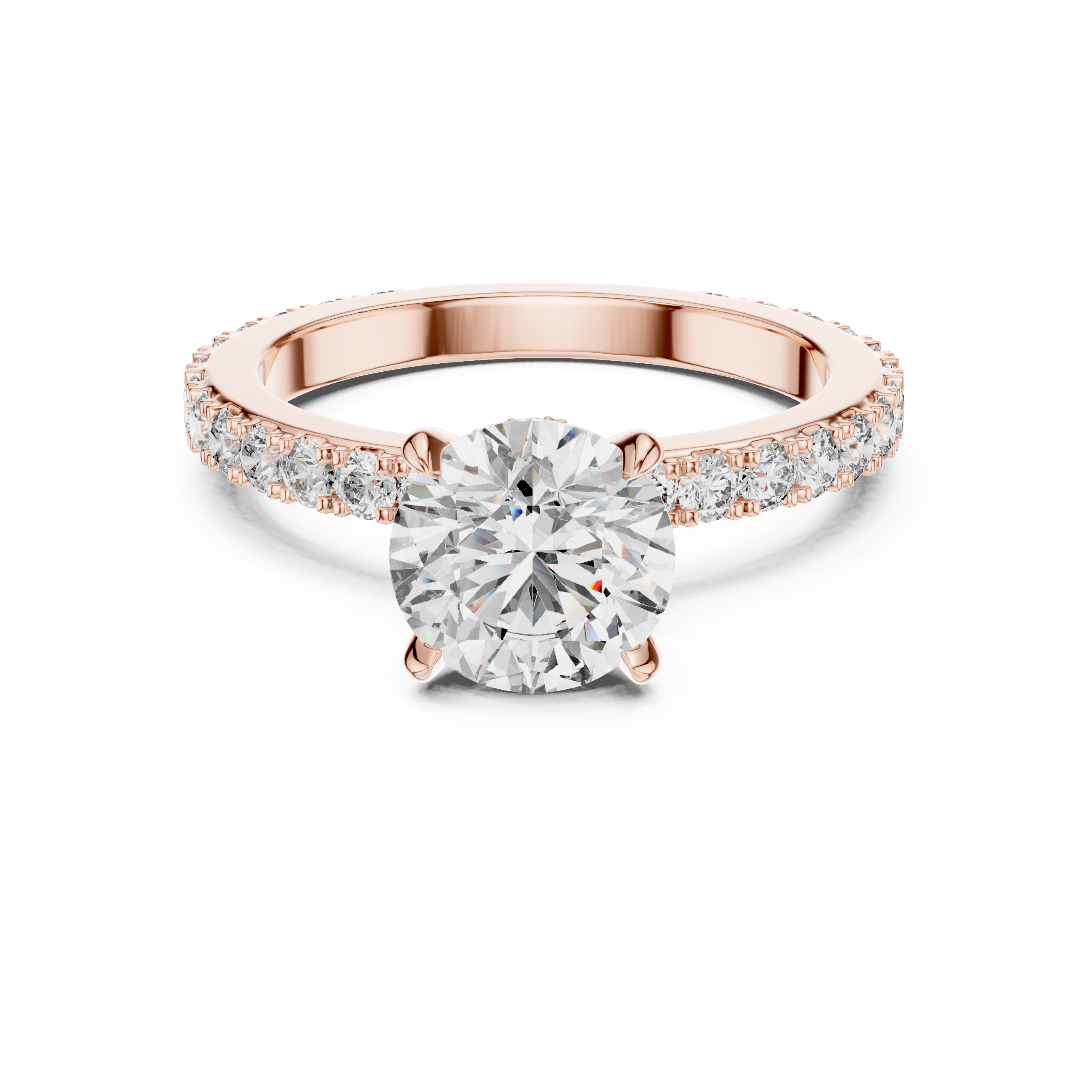 2 Carat to 8 Carat Diavont Round Diamond Ring with sidestones