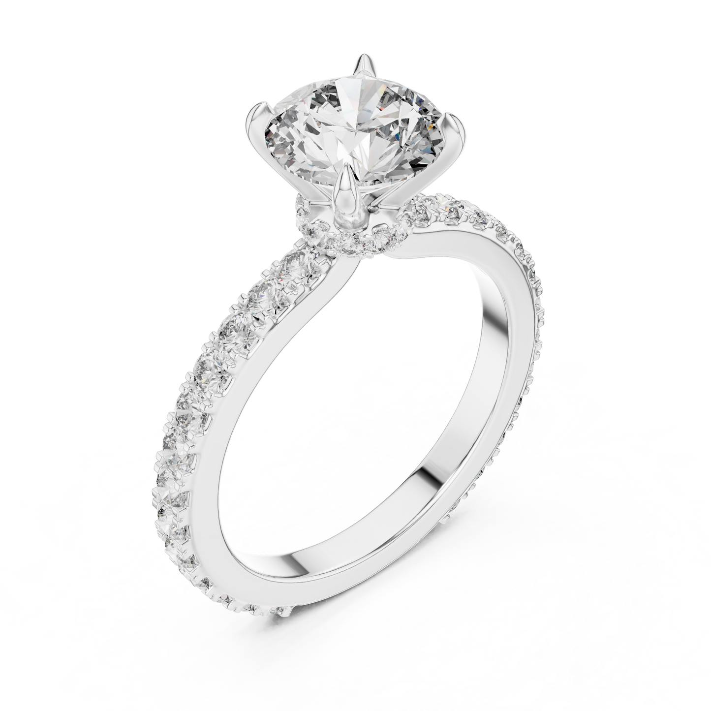 2 Carat to 8 Carat Diavont Round Diamond Ring with sidestones