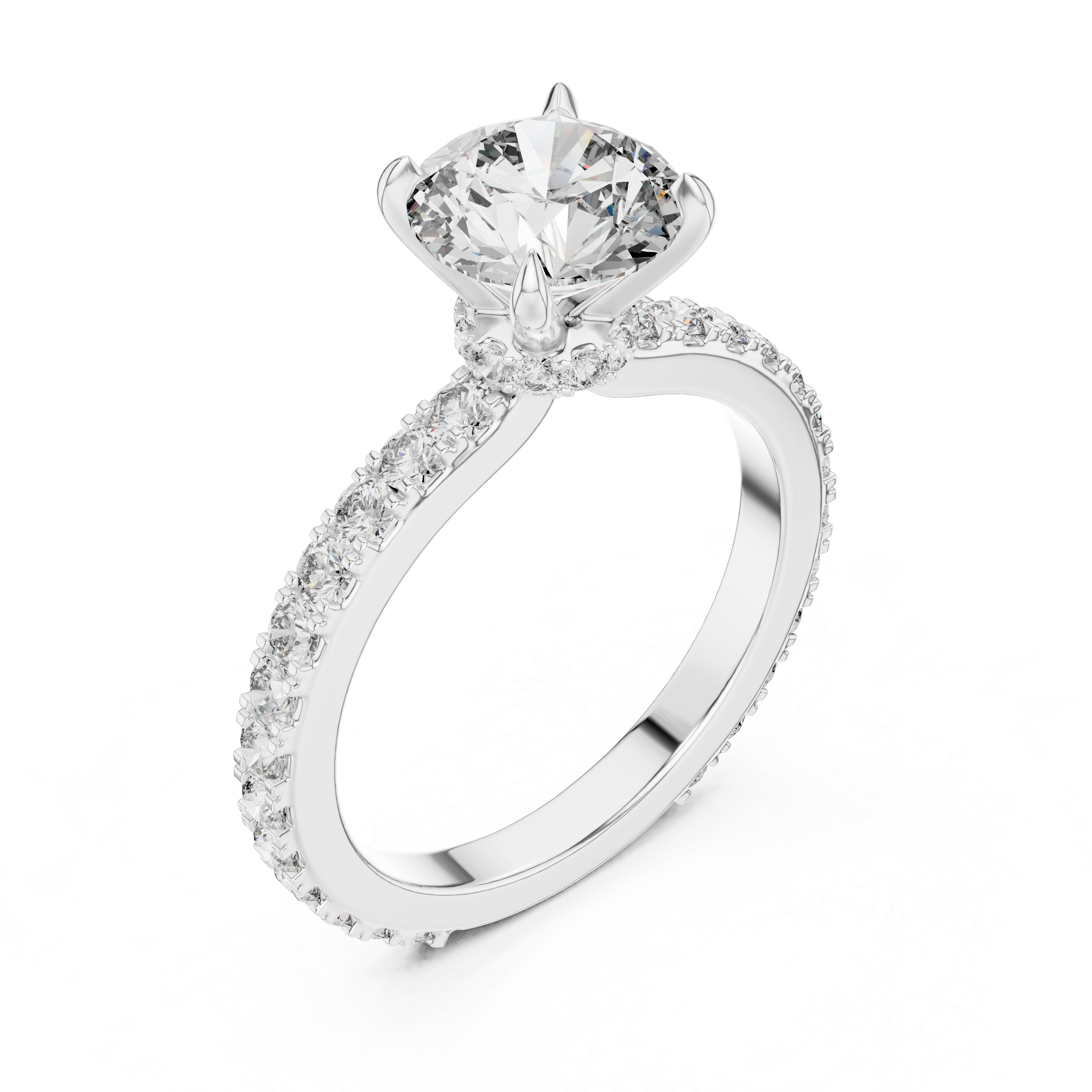 2 Carat to 8 Carat Diavont Round Diamond Ring with sidestones