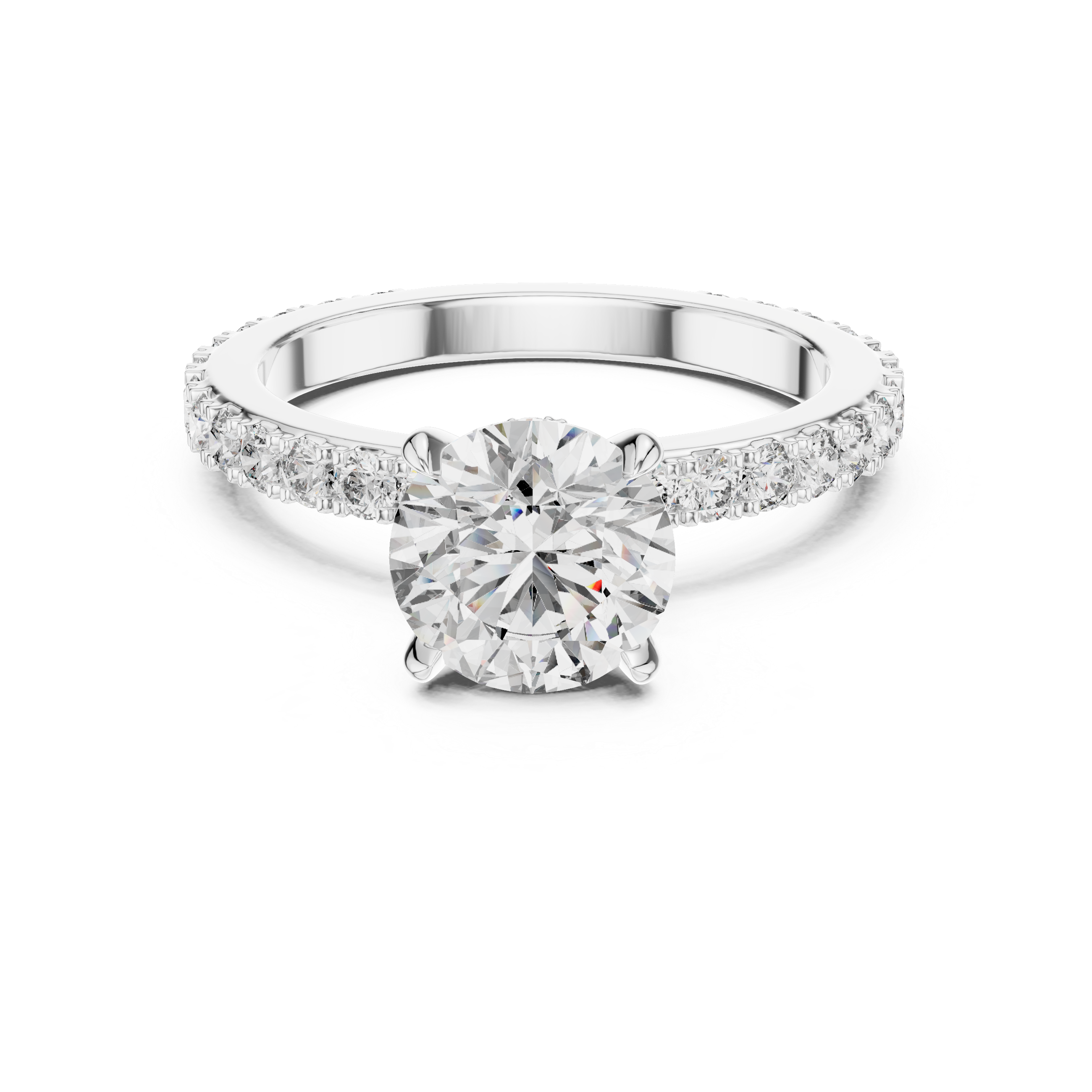 2 Carat to 8 Carat Diavont Round Diamond Ring with sidestones
