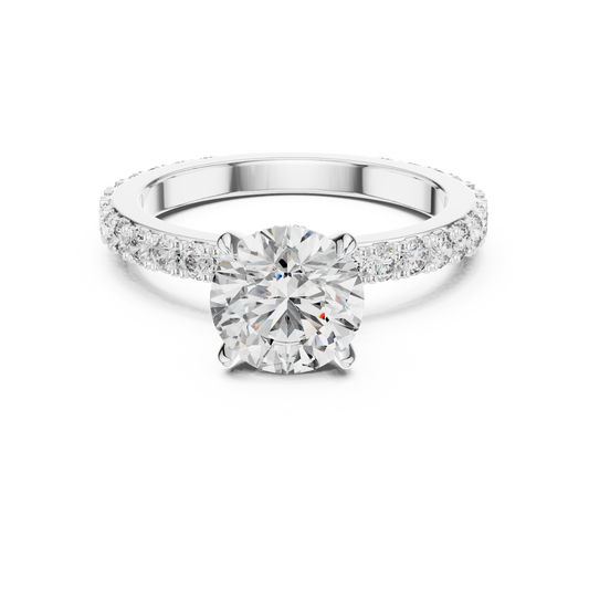 2 Carat to 8 Carat Diavont Round Diamond Ring with sidestones