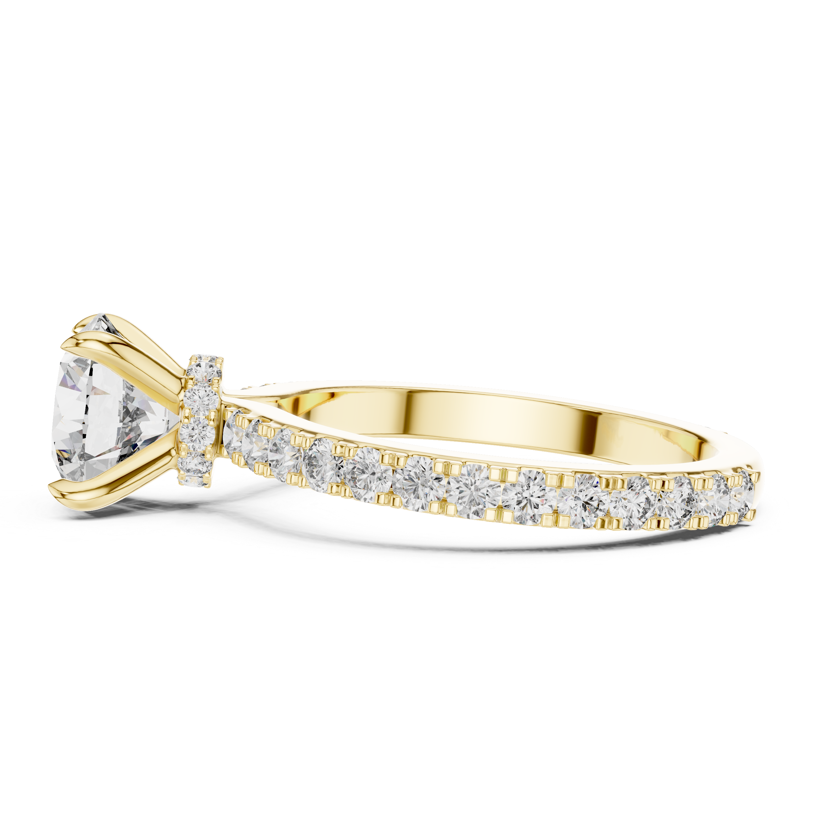 2 Carat to 8 Carat Diavont Round Diamond Ring with sidestones