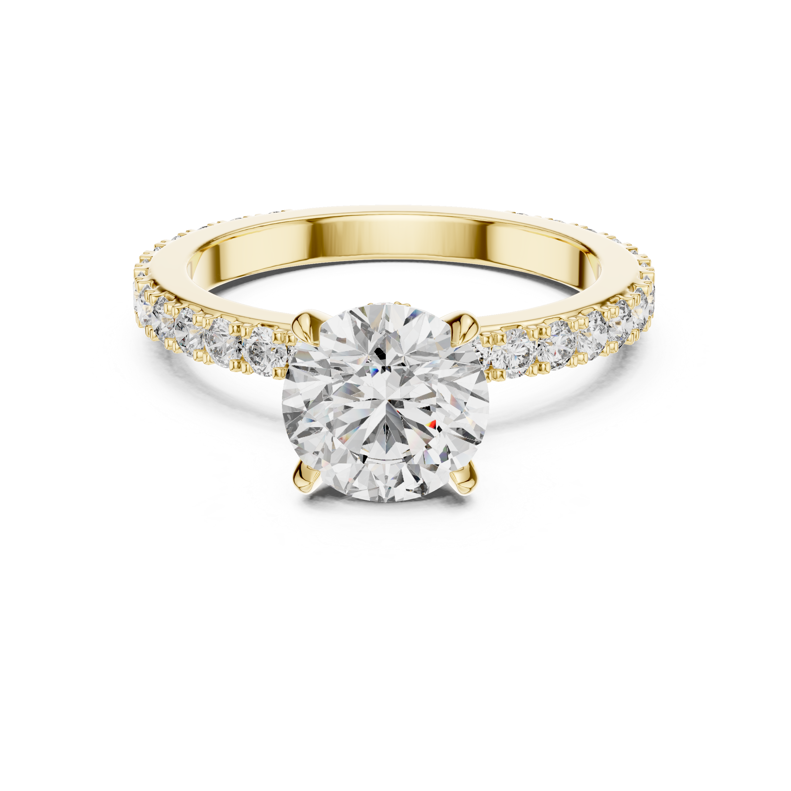 2 Carat to 8 Carat Diavont Round Diamond Ring with sidestones