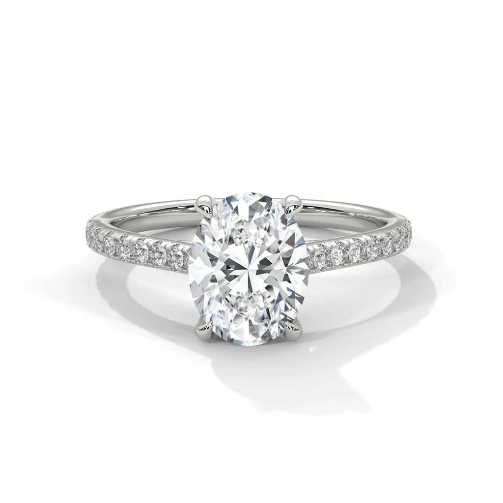 2 Carat, D-E Colour, VVS-VS Clarity, Excellent Cut, Oval Cut Sidestone Ring