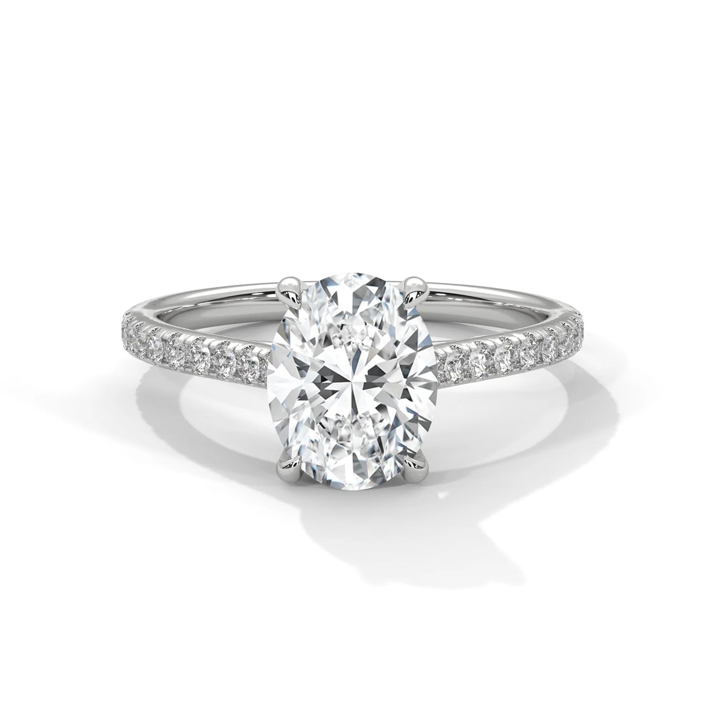 2 Carat, D-E Colour, VVS-VS Clarity, Excellent Cut, Oval Cut Sidestone Ring