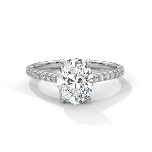 2 Carat, D-E Colour, VVS-VS Clarity, Excellent Cut, Oval Cut Sidestone Ring