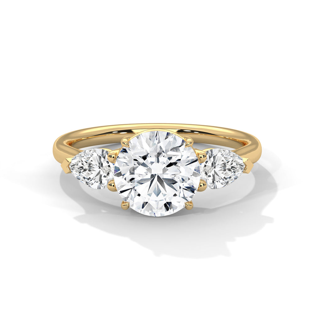 Round Pear Threestone Ring