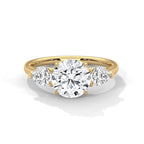Round Pear Threestone Ring
