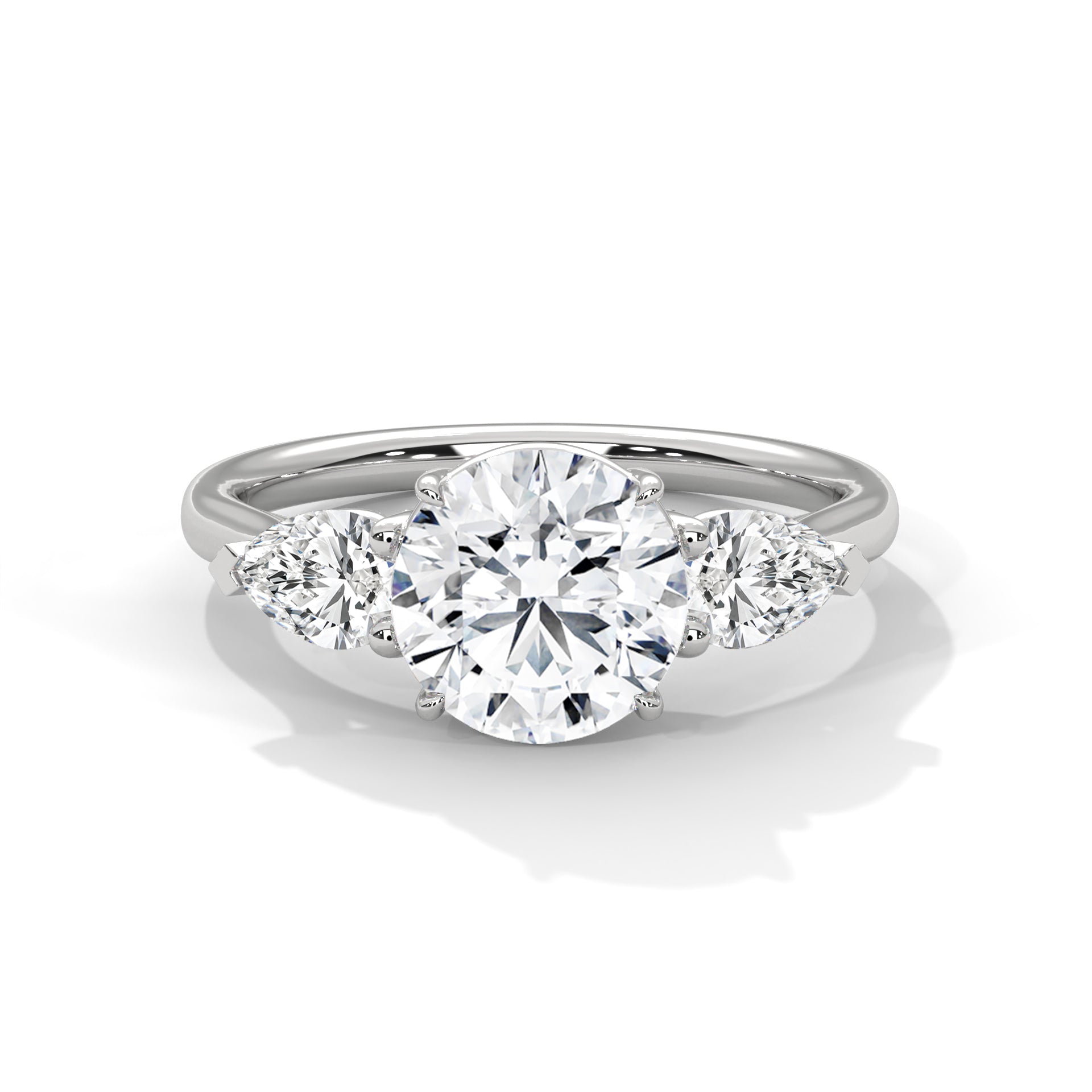 Round Pear Threestone Ring