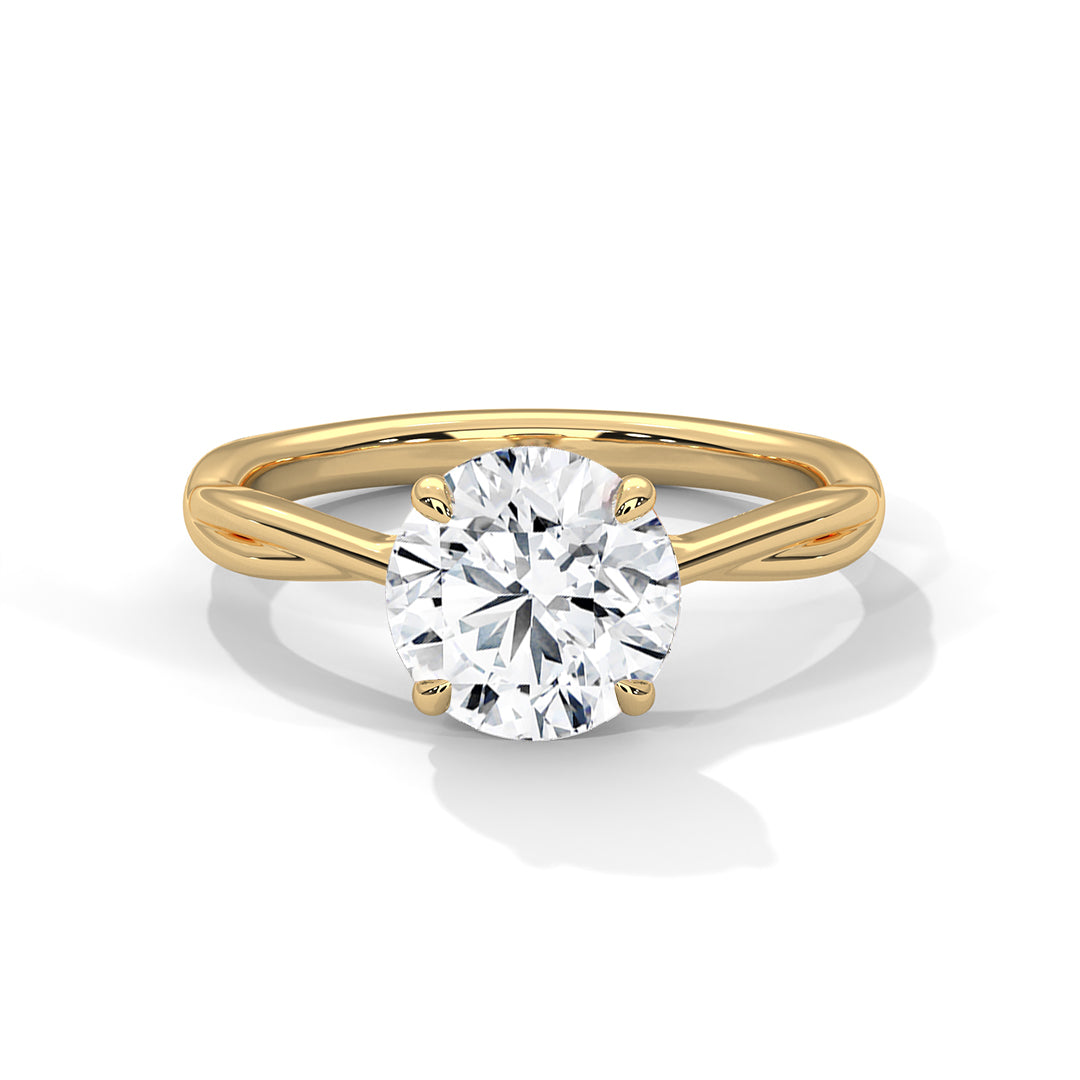 Round Crossover Solitaire Ring