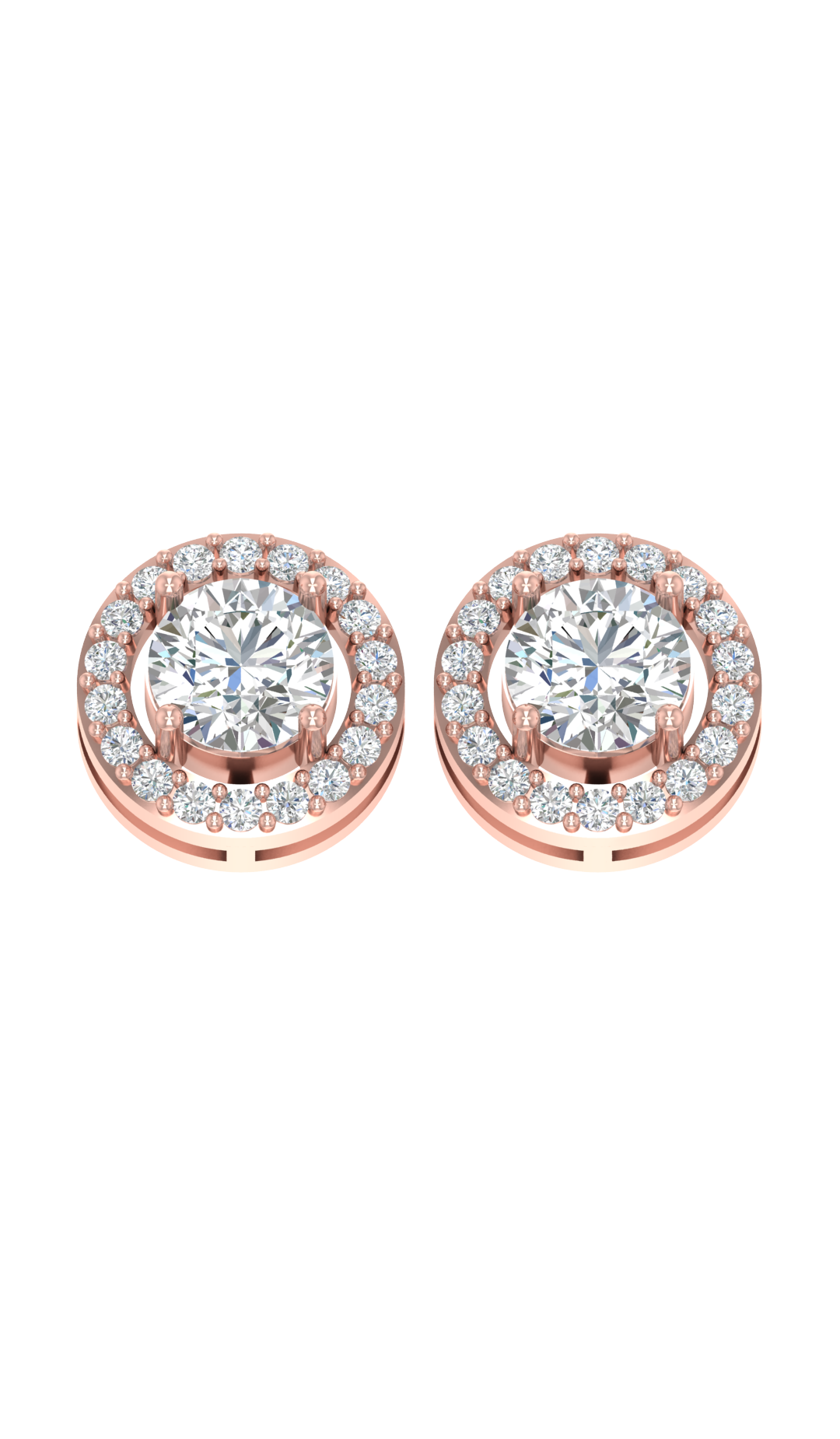 2ct to 8ct Round Halo Diamond Stud Earrings in 10k Gold
