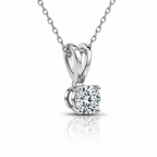 Round Solitaire Diamond Pendant with Chain