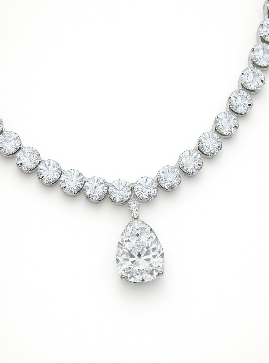 20 ct Diamond Tennis Pear Necklace