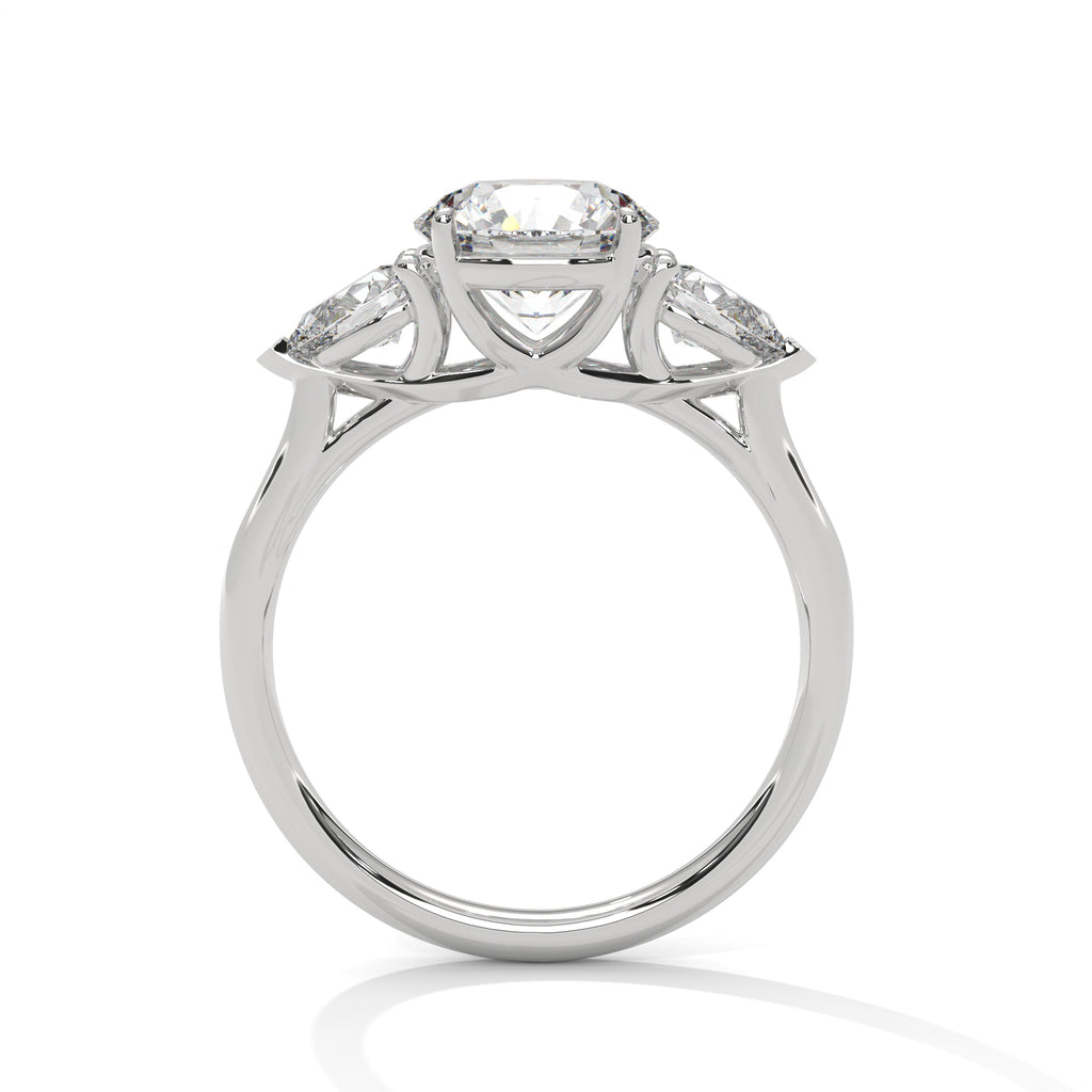 Round Pear Threestone Ring