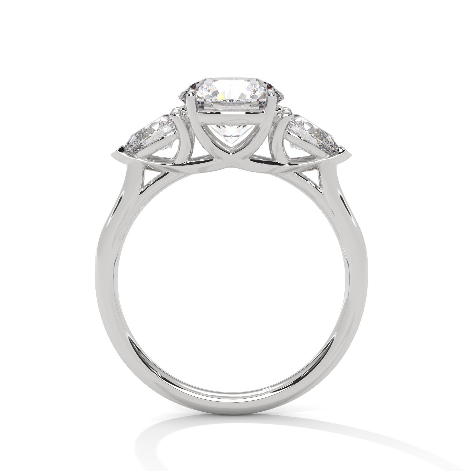 Round Pear Threestone Ring
