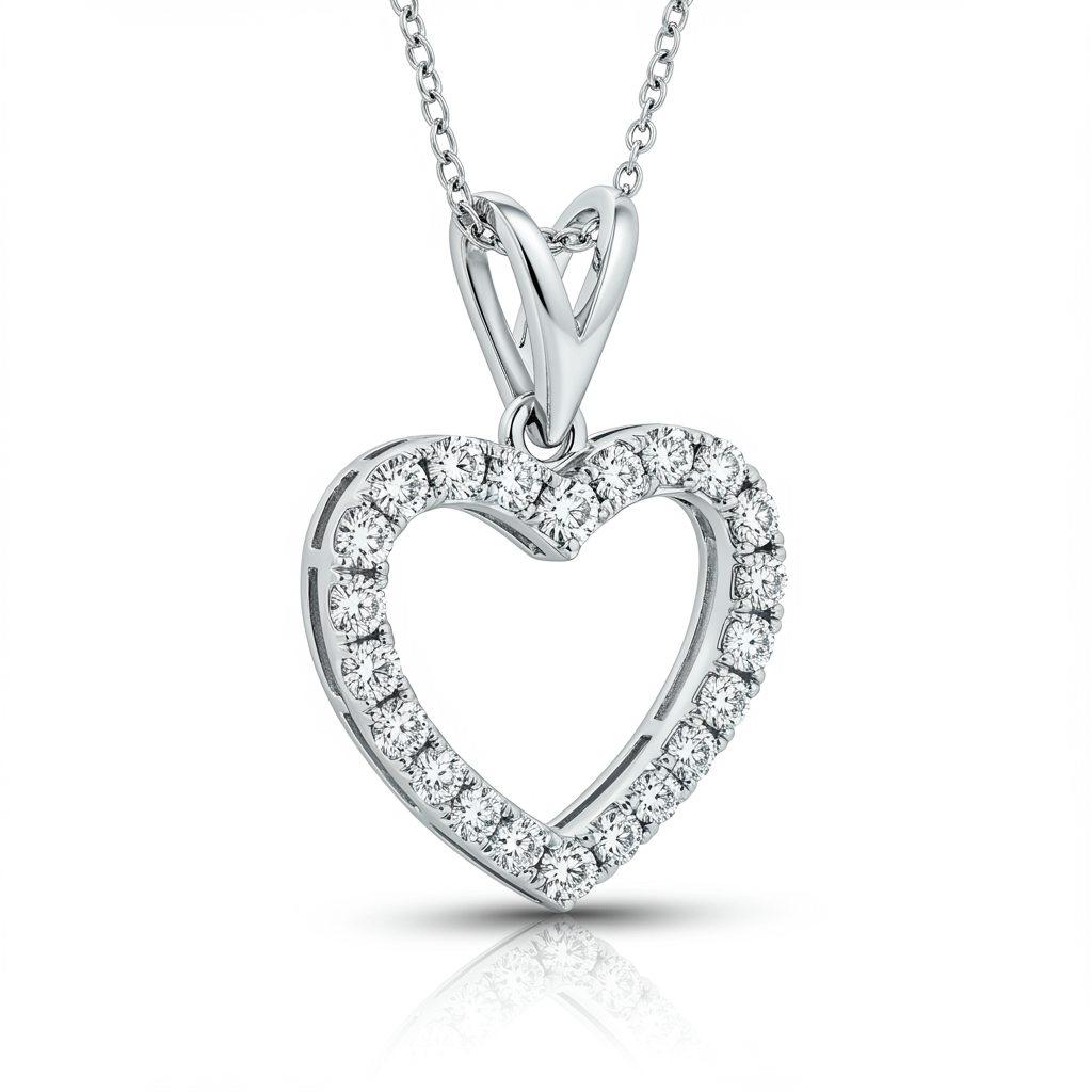 Heart Diamond Pendant Necklace with Chain