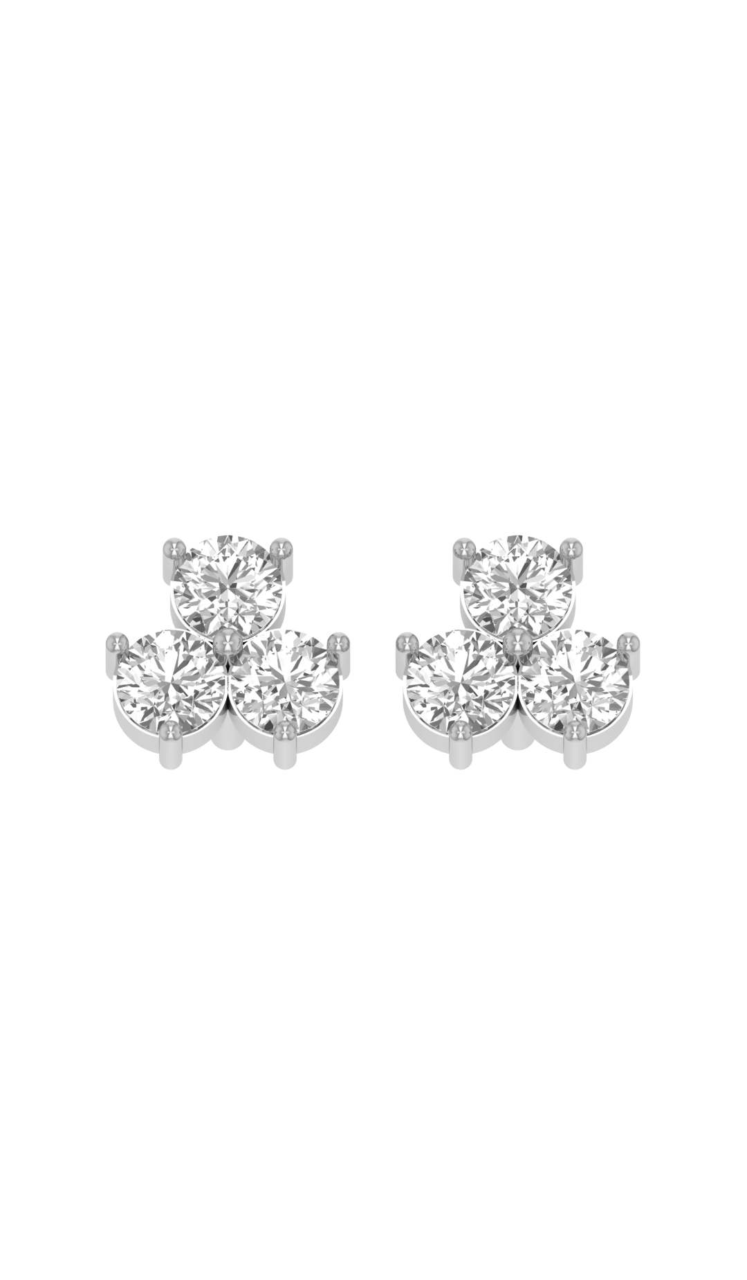 3 Carat Three Stone Stud Earring in 10k Gold