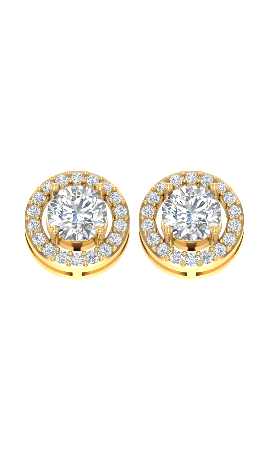 2ct to 8ct Round Halo Diamond Stud Earrings in 10k Gold