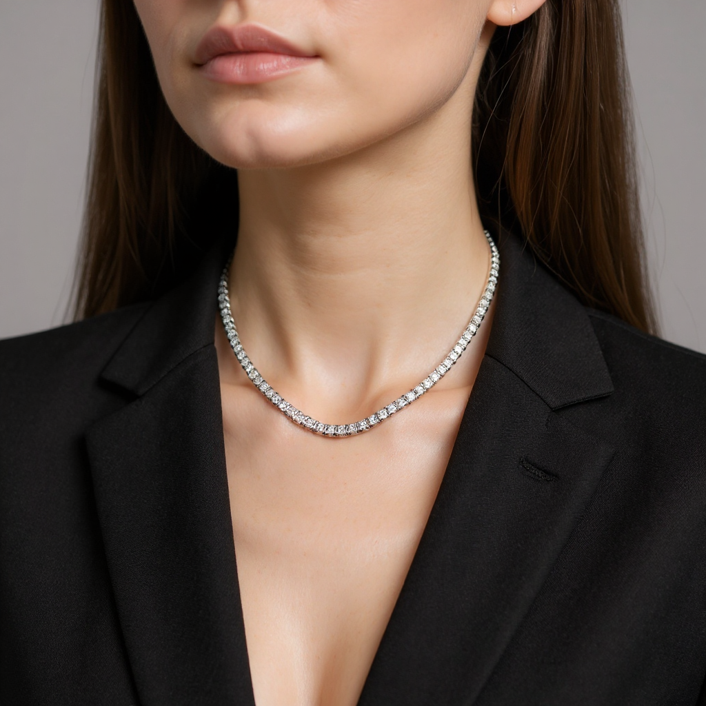 7.5 ct to 40 ct Diamond Tennis Necklace in 10k Gold