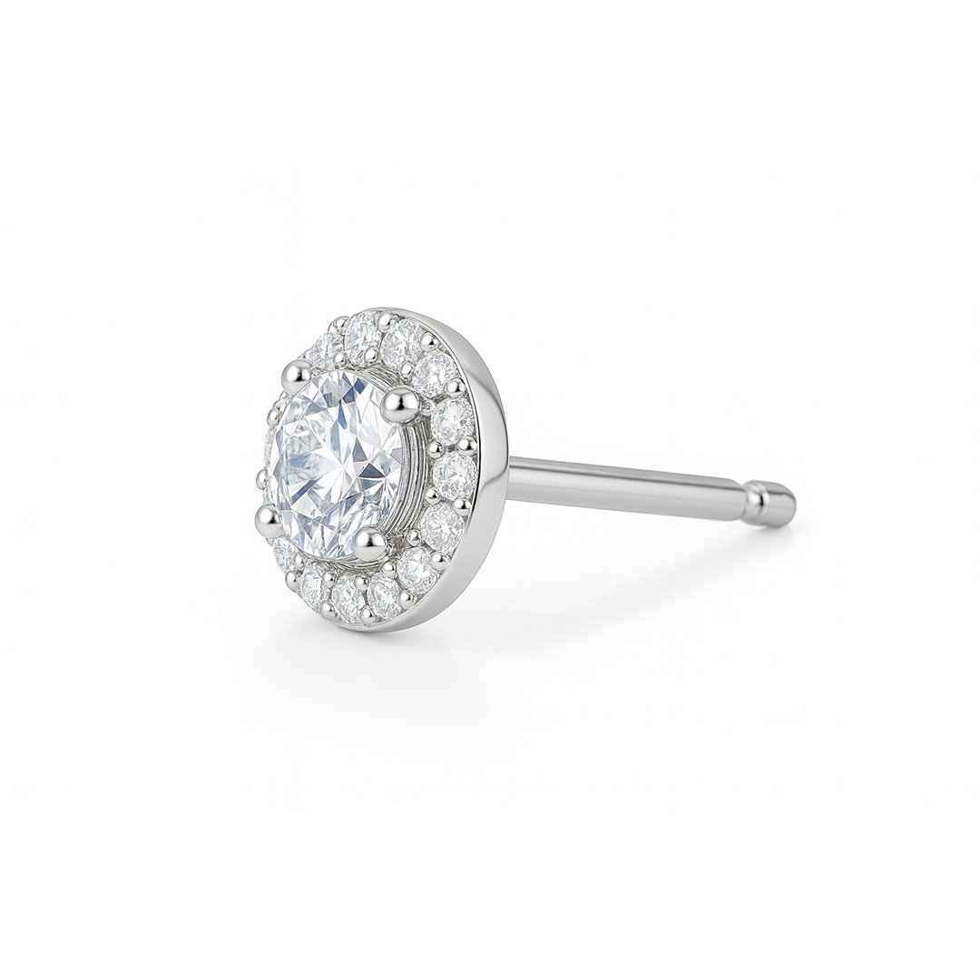 4 Carat Halo Cut Diamond Stud Earrings