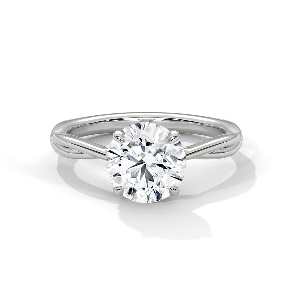 Round Crossover Solitaire Ring