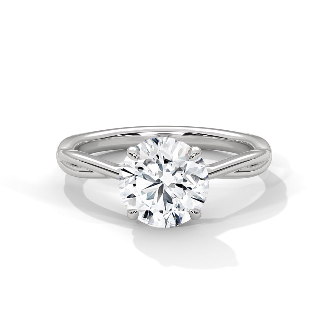 Round Crossover Solitaire Ring