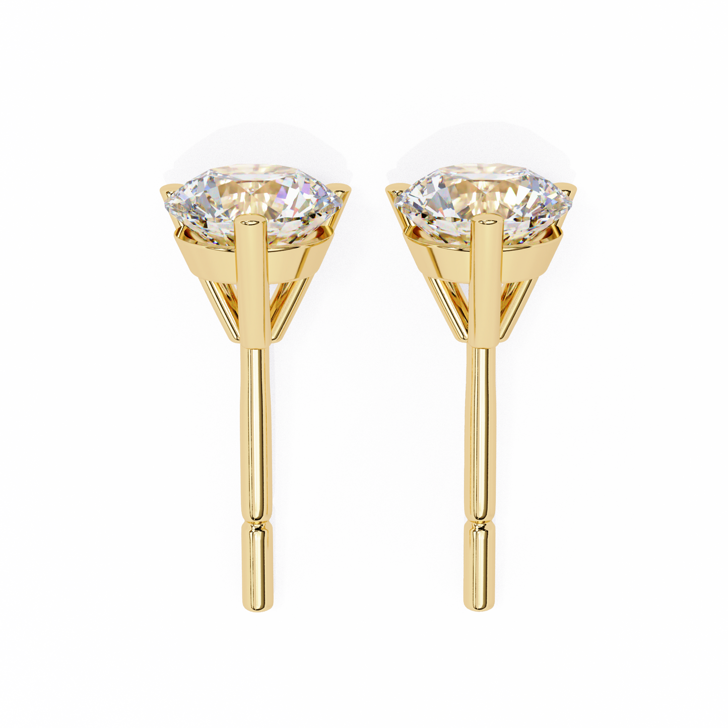 2 Carat White Gold Diavont Diamond Solitaire Stud Earrings