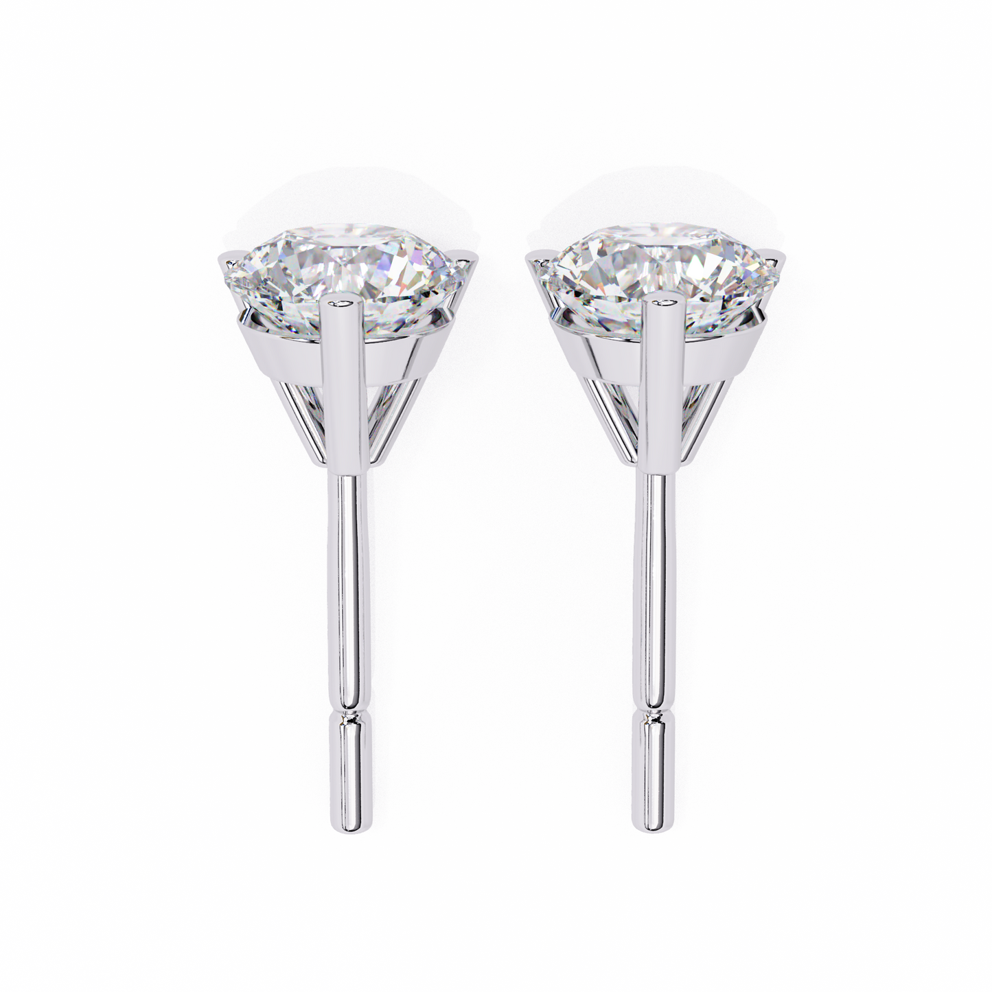 2 Carat White Gold Diavont Diamond Solitaire Stud Earrings