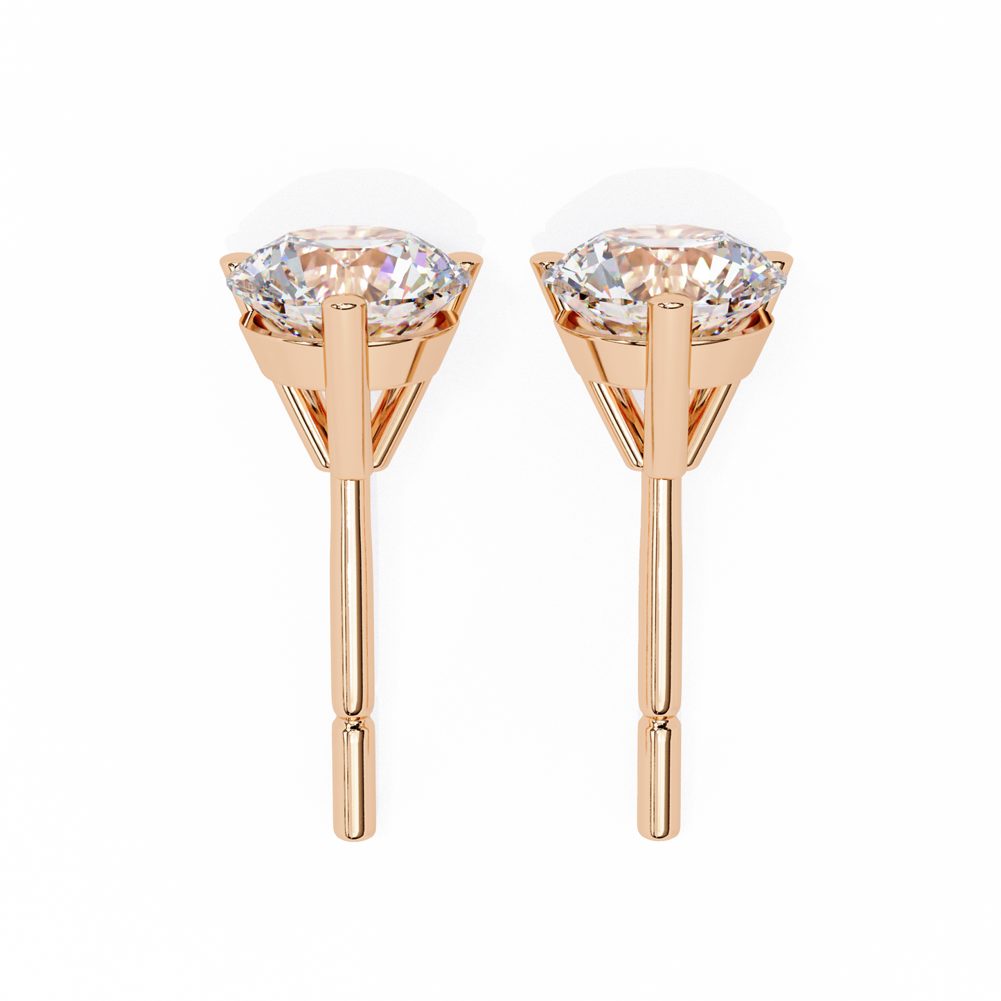2 Carat White Gold Diavont Diamond Solitaire Stud Earrings