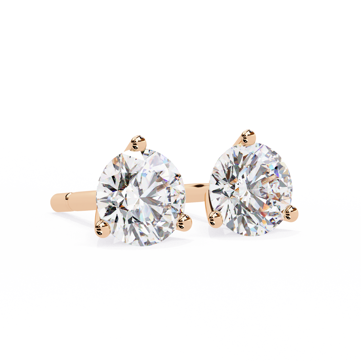 2 Carat White Gold Diavont Diamond Solitaire Stud Earrings