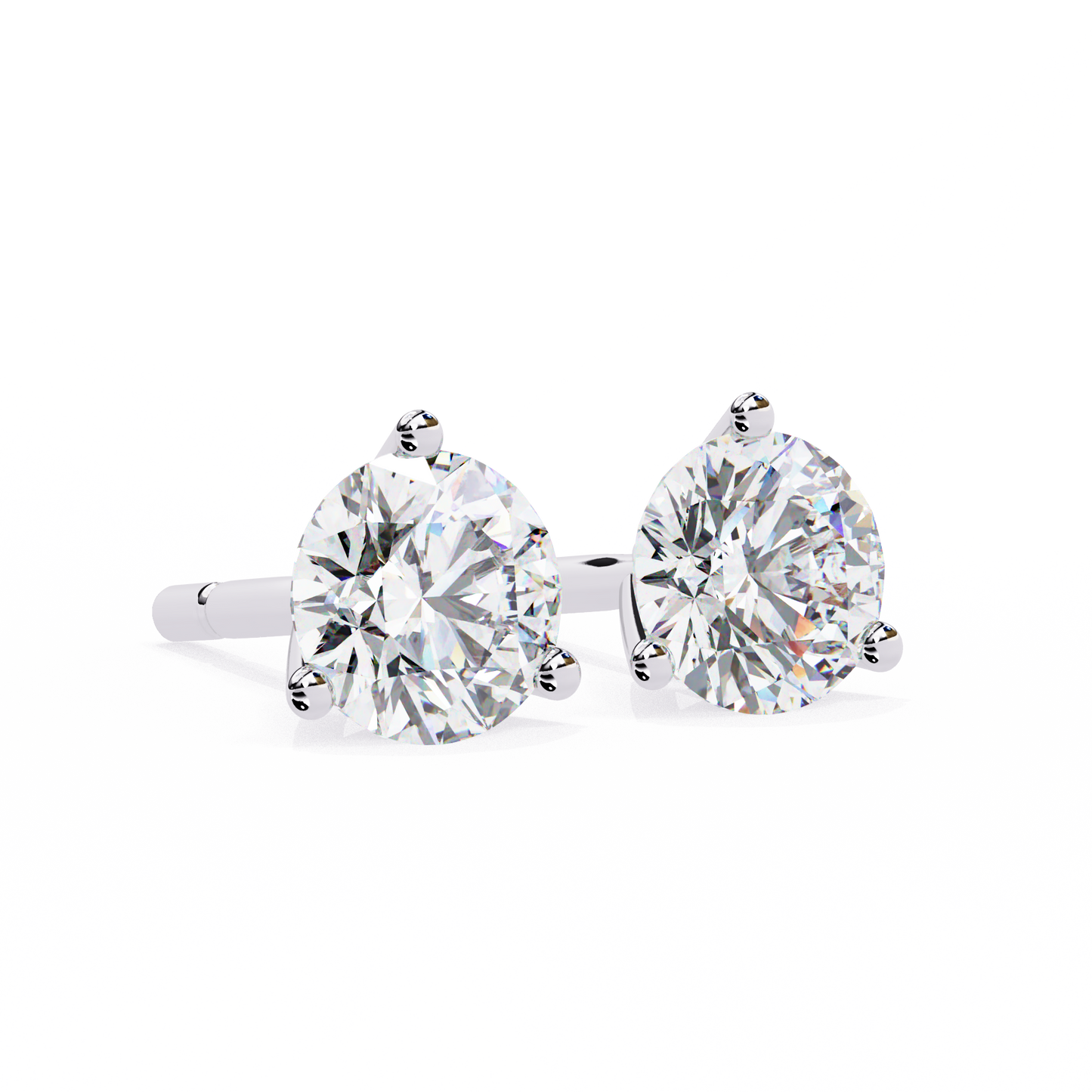 2 Carat White Gold Diavont Diamond Solitaire Stud Earrings