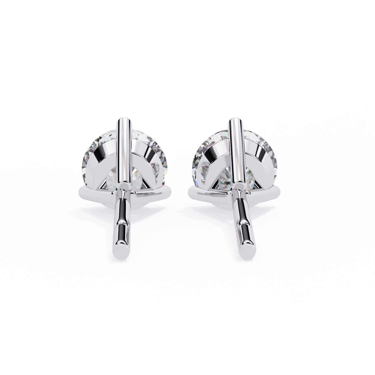 2 Carat White Gold Diavont Diamond Solitaire Stud Earrings