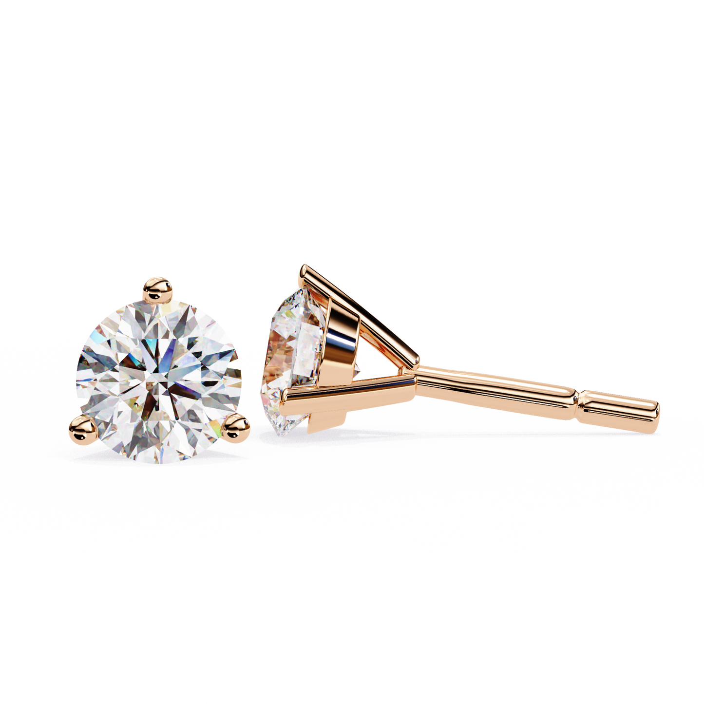 2 Carat White Gold Diavont Diamond Solitaire Stud Earrings