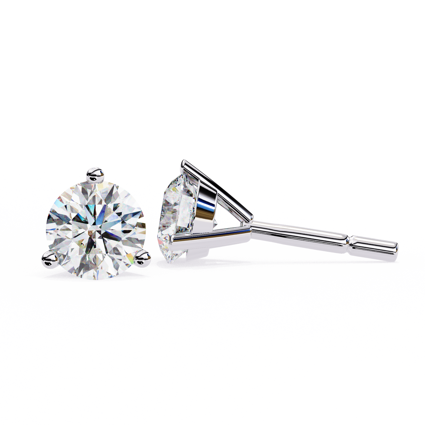 2 Carat White Gold Diavont Diamond Solitaire Stud Earrings