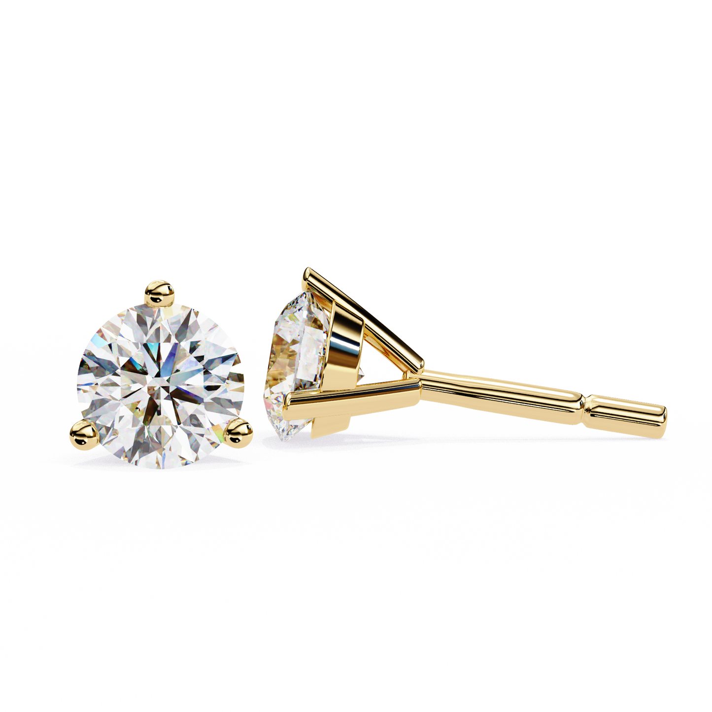 2 Carat White Gold Diavont Diamond Solitaire Stud Earrings