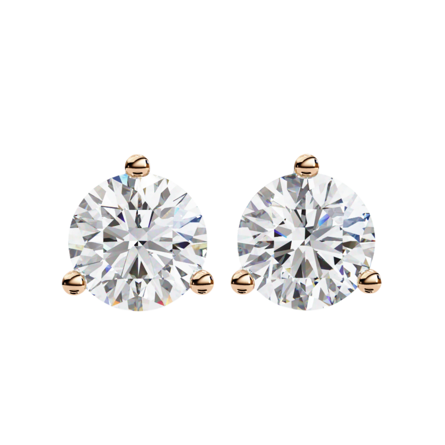 2 Carat White Gold Diavont Diamond Solitaire Stud Earrings