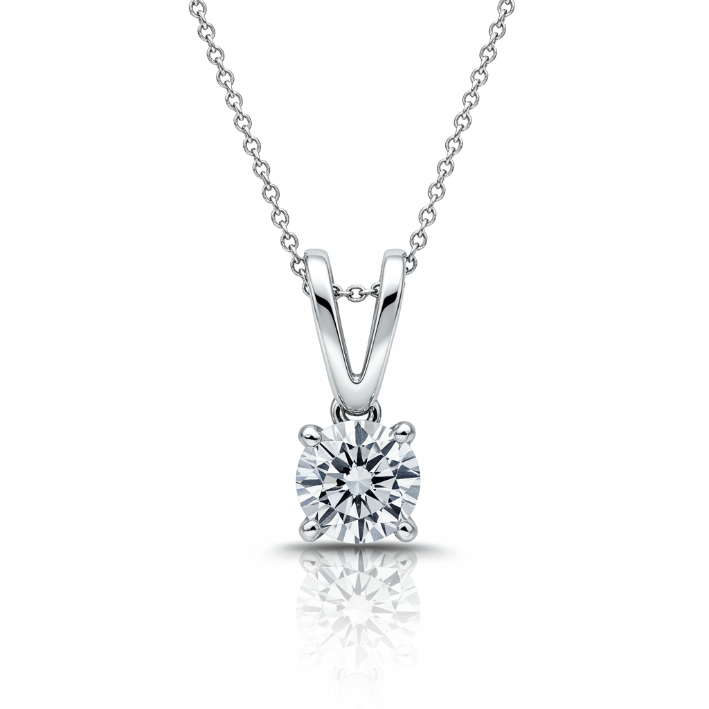 Round Solitaire Diamond Pendant with Chain