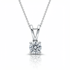 Round Solitaire Diamond Pendant with Chain