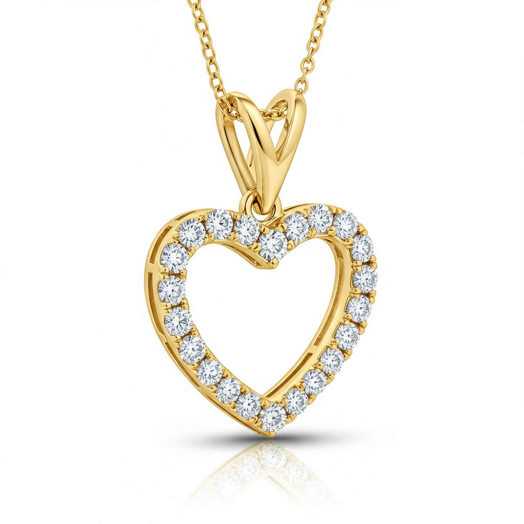 Heart Diamond Pendant Necklace with Chain