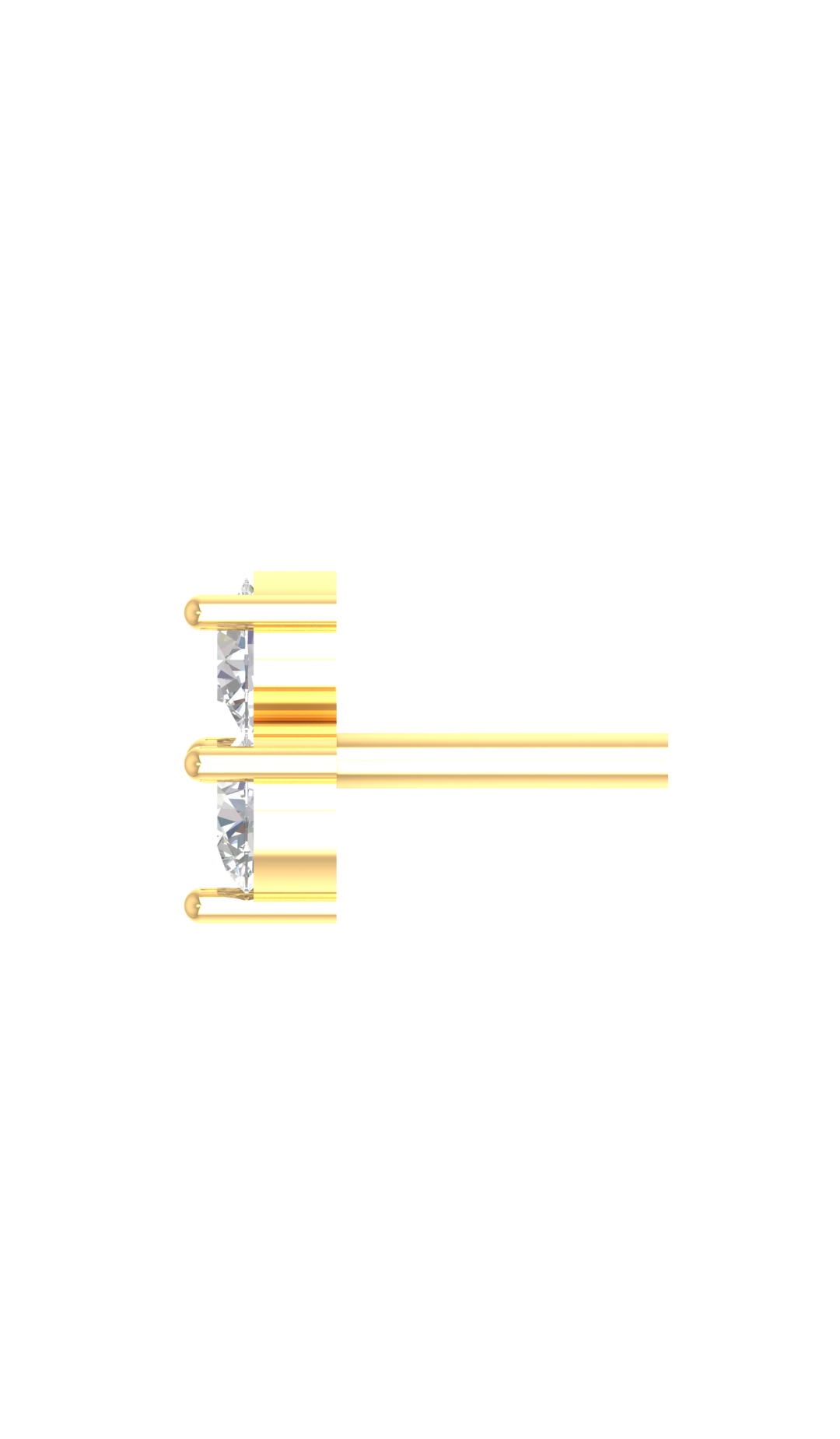 3 Carat Three Stone Stud Earring in 10k Gold