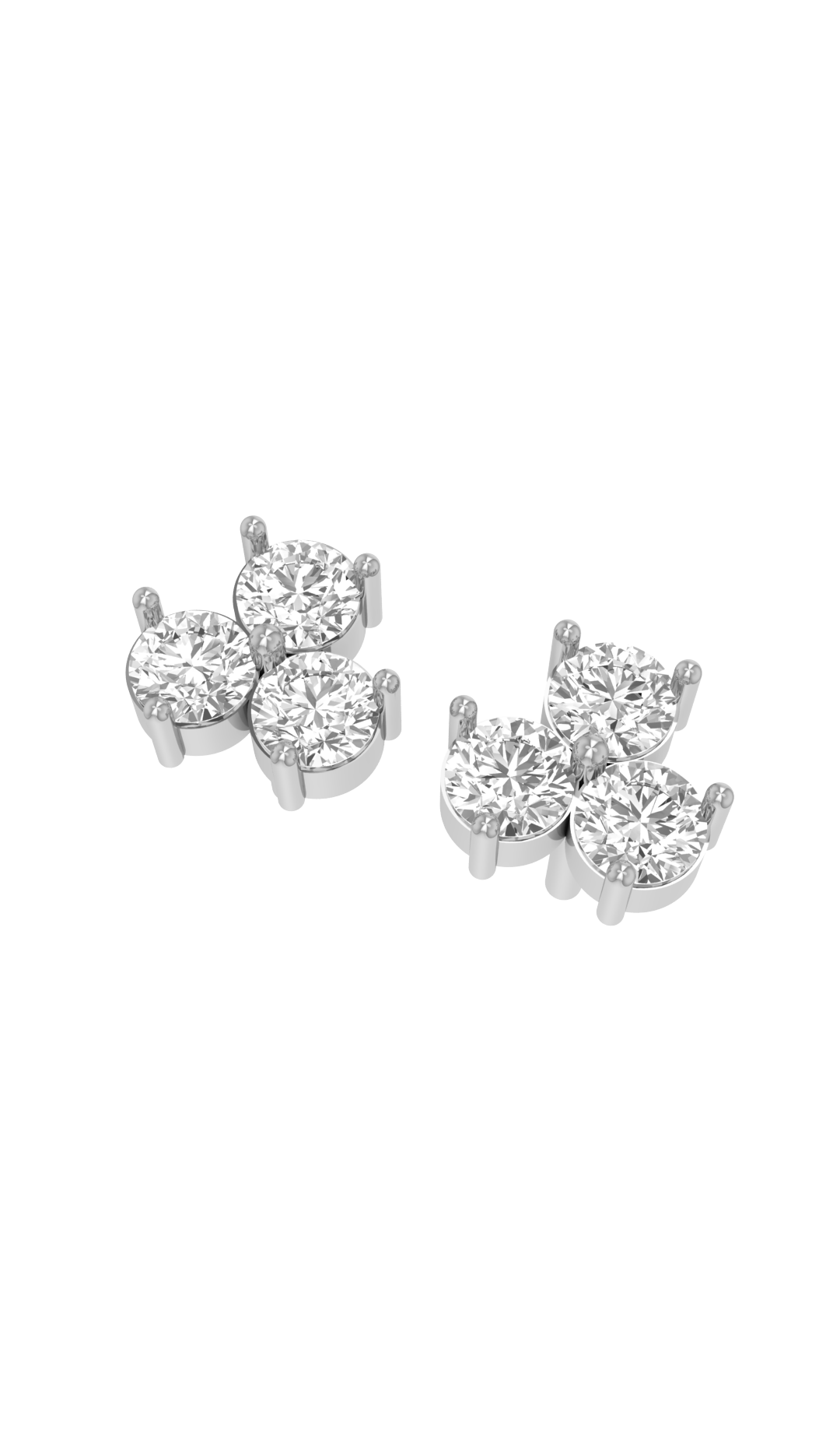 3 Carat Three Stone Stud Earring in 10k Gold