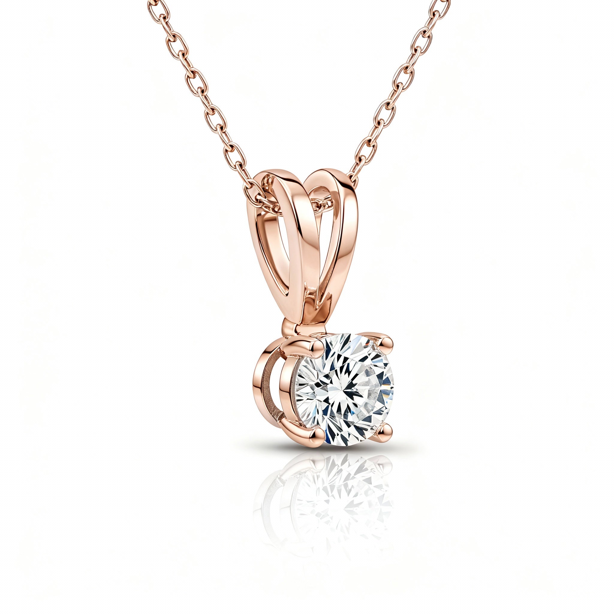 Round Solitaire Diamond Pendant with Chain
