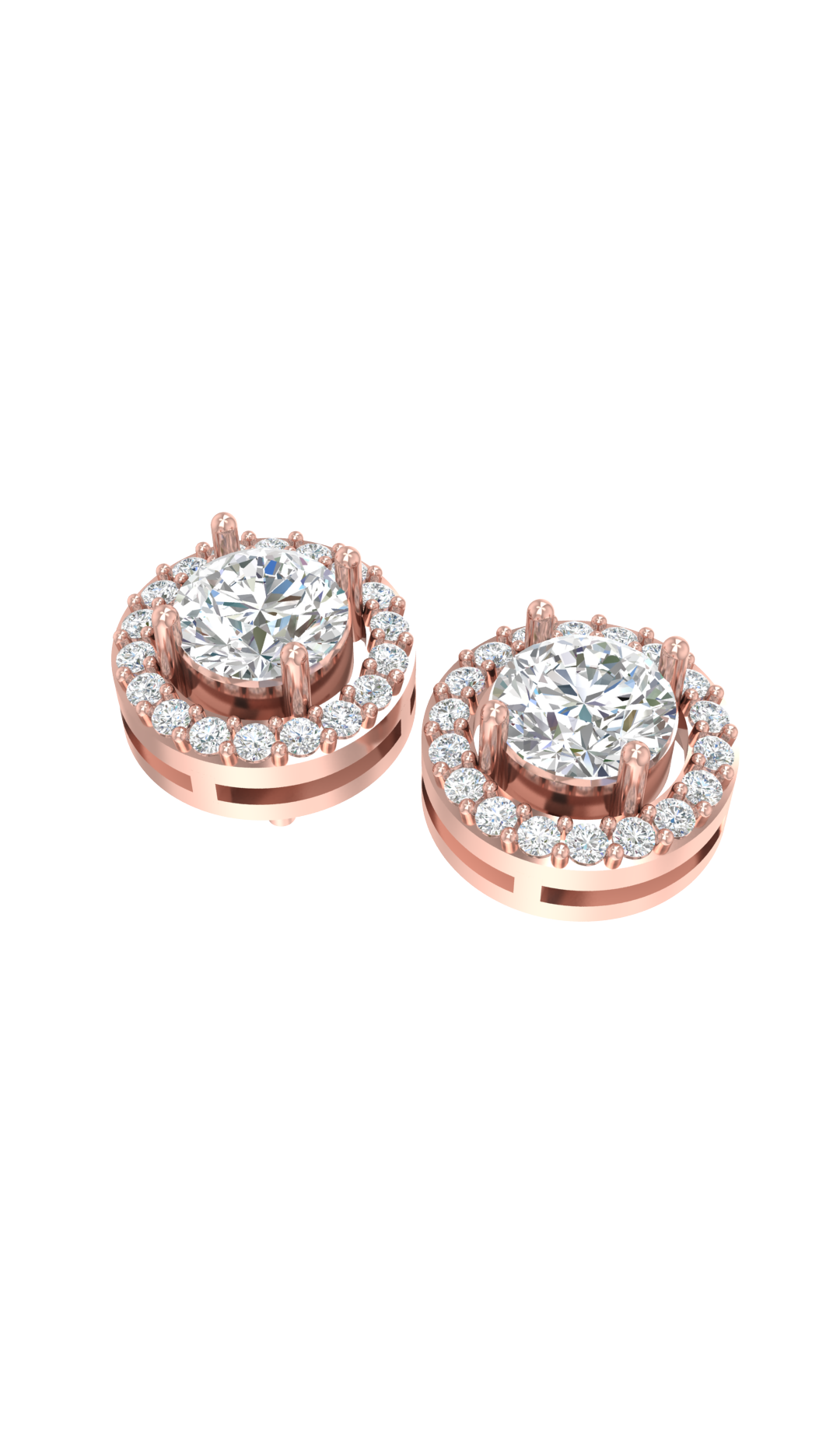 2ct to 8ct Round Halo Diamond Stud Earrings in 10k Gold