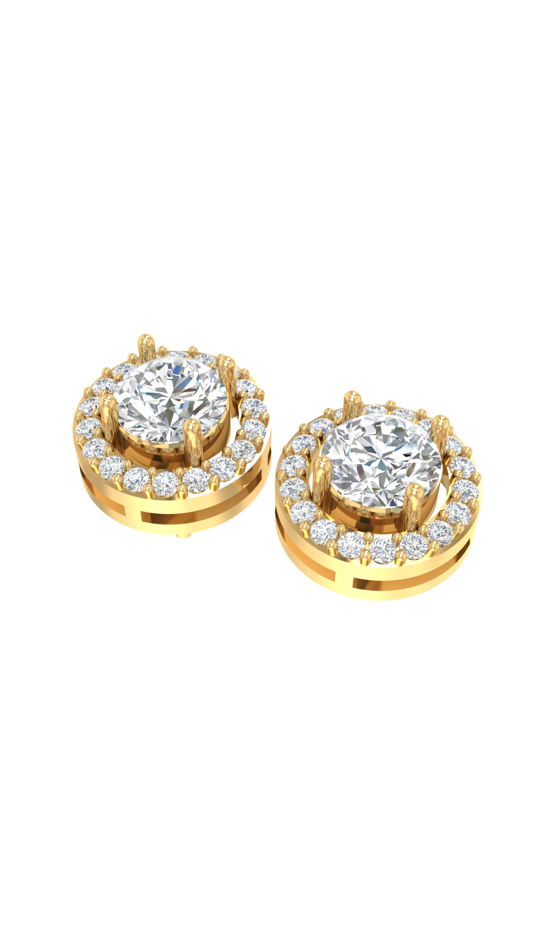 2ct to 8ct Round Halo Diamond Stud Earrings in 10k Gold
