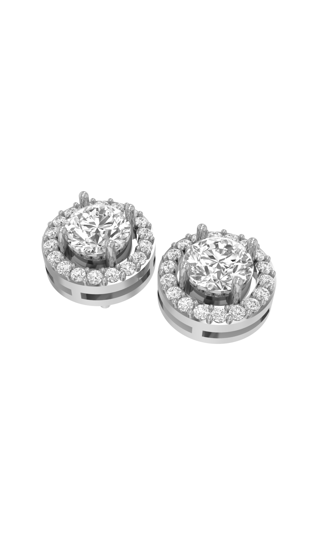 2ct to 8ct Round Halo Diamond Stud Earrings in 10k Gold